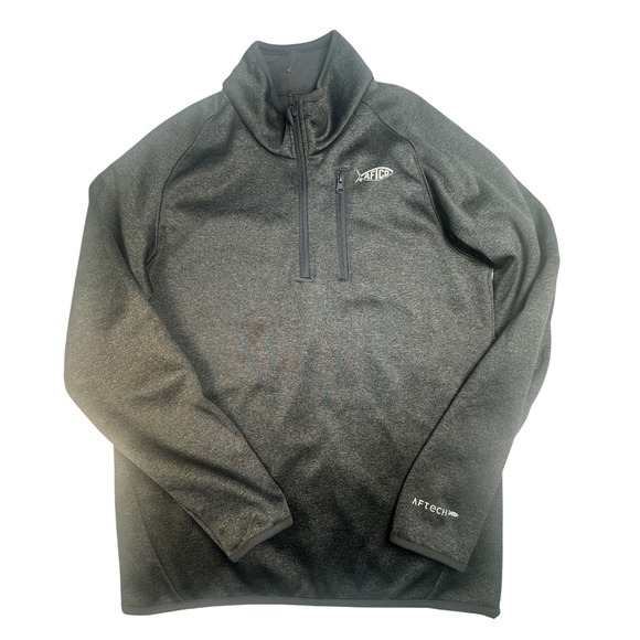 AFTCO Other - AFTCO AFTECH Mens Small Charcoal Heather Grey 1/4 Zip Pullover Fishing Top